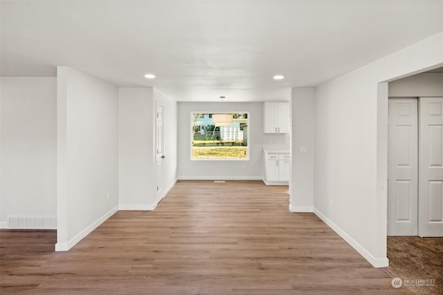 interior space with light hardwood / wood-style floors