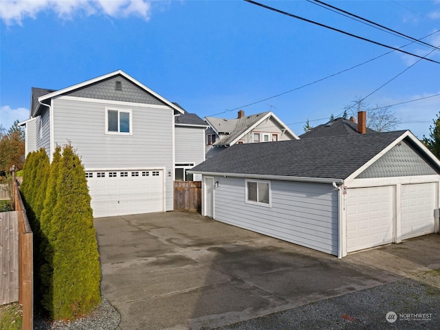 exterior space featuring a garage