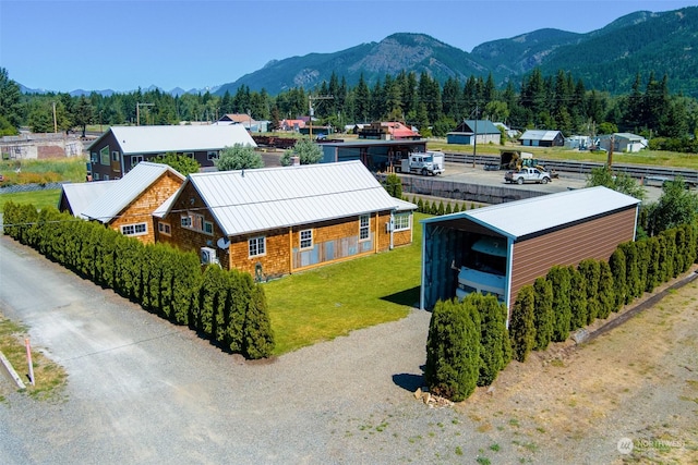 aerial view featuring a mountain view