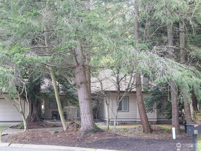 view of property hidden behind natural elements