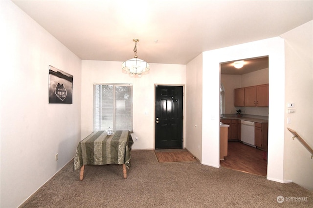 interior space featuring a notable chandelier