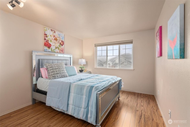 bedroom with hardwood / wood-style flooring