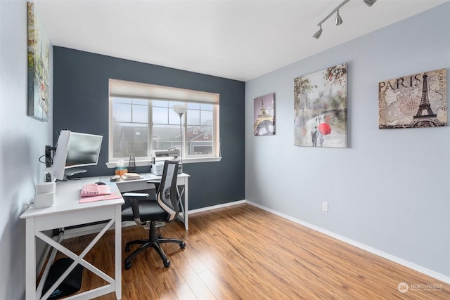 home office featuring wood-type flooring