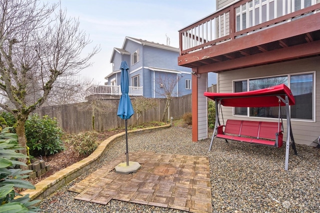 view of patio with a hot tub