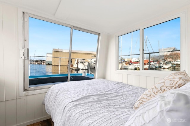 bedroom with a water view