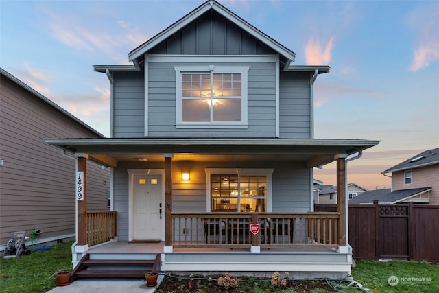 view of front of home featuring covered porch