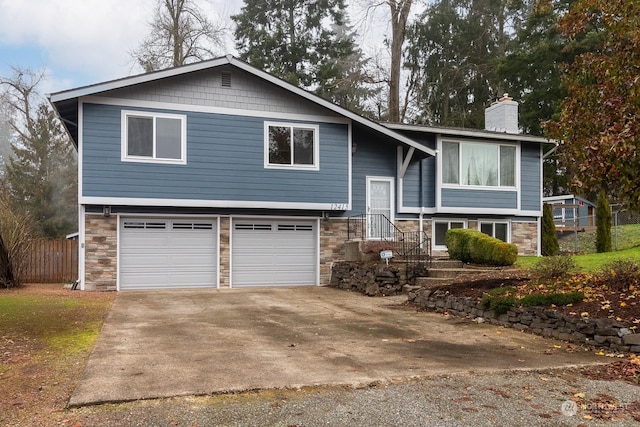 raised ranch with a garage