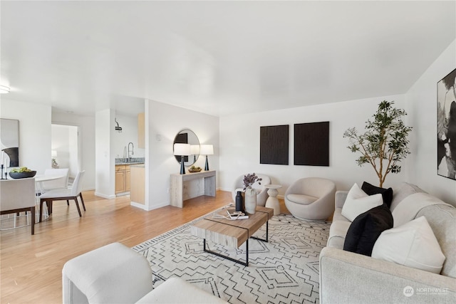 living room with light hardwood / wood-style floors