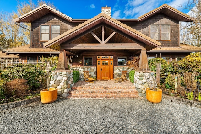 craftsman house with covered porch