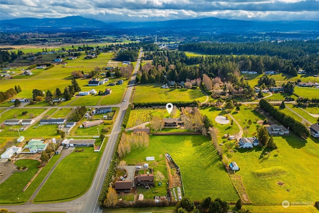 drone / aerial view with a mountain view