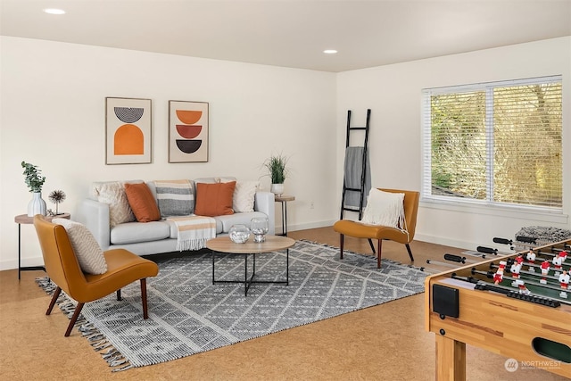 living room featuring carpet flooring