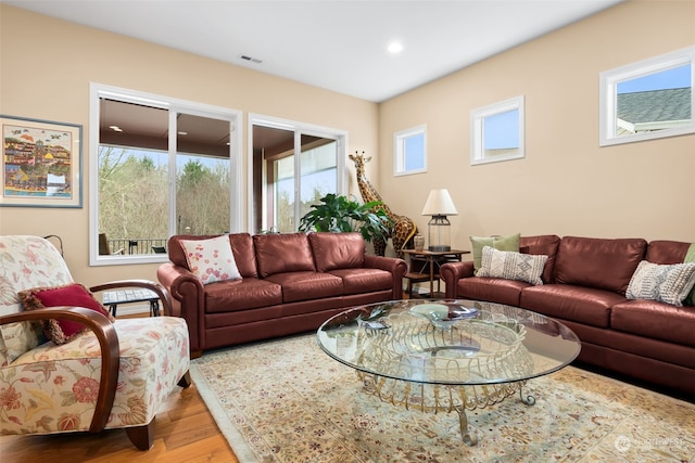 living room with hardwood / wood-style flooring