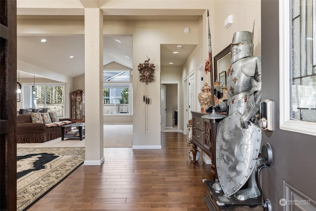 foyer featuring dark wood-type flooring