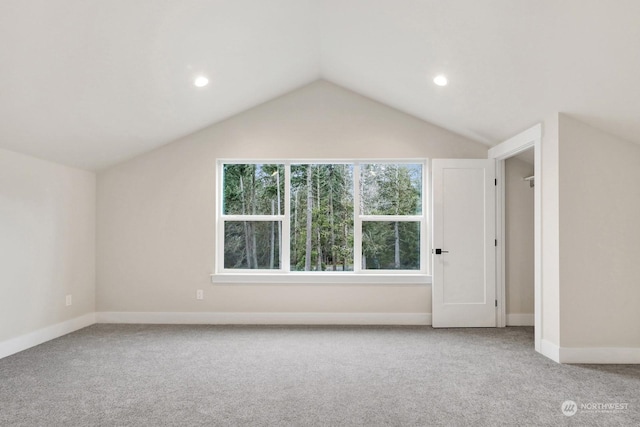 additional living space with carpet and vaulted ceiling