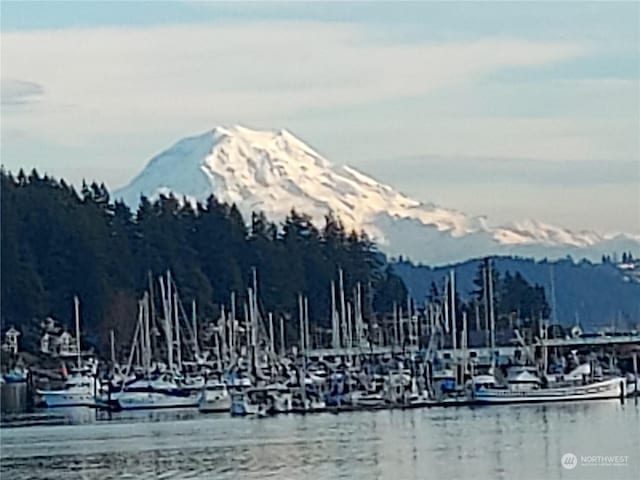 mountain view with a water view