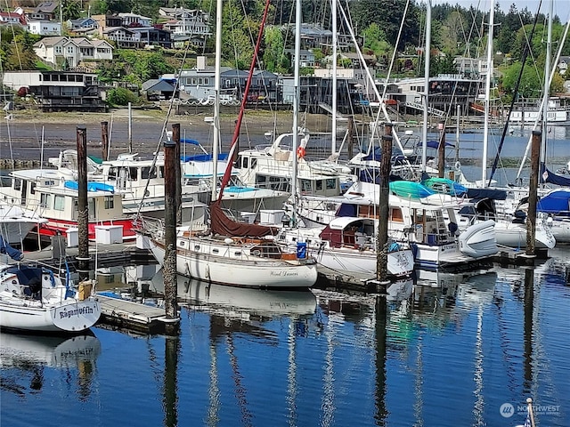 view of dock featuring a water view