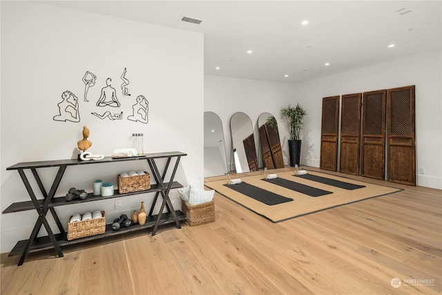 living room with light wood-type flooring