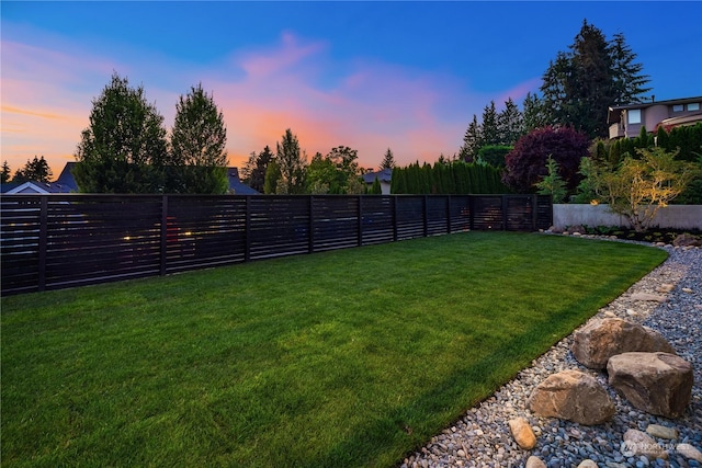 view of yard at dusk