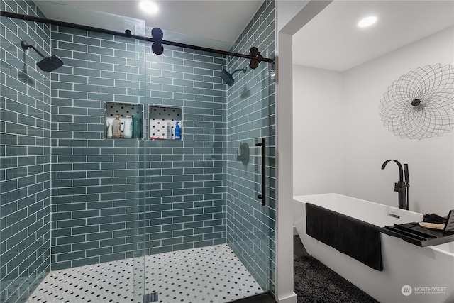 bathroom featuring sink and walk in shower