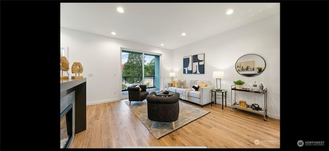 living room with light wood-type flooring