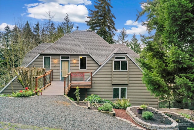 view of front facade featuring a deck