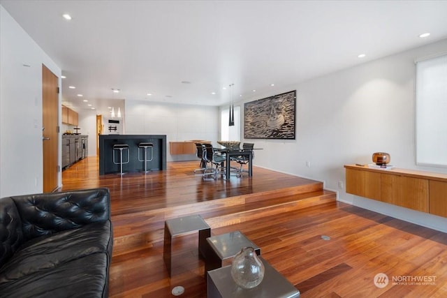 living room with wood-type flooring