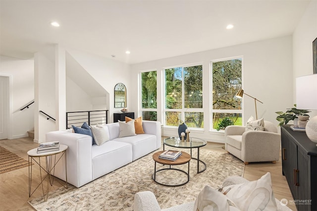 living room featuring light hardwood / wood-style floors