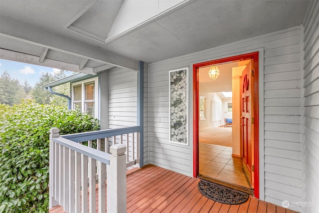 doorway to property featuring a porch