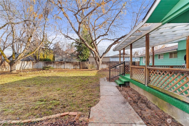 view of yard with a pergola