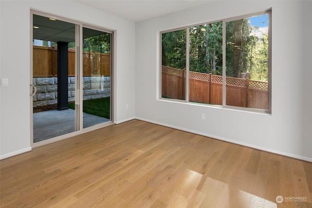 spare room featuring light hardwood / wood-style flooring