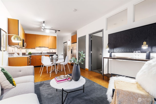 living room with sink