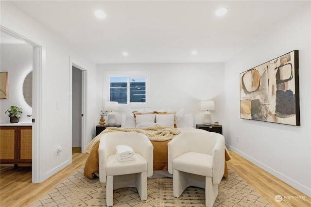 bedroom featuring light hardwood / wood-style flooring