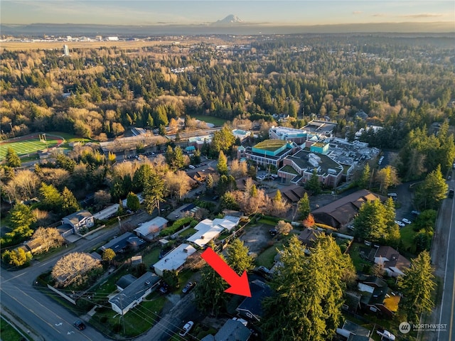 view of aerial view at dusk