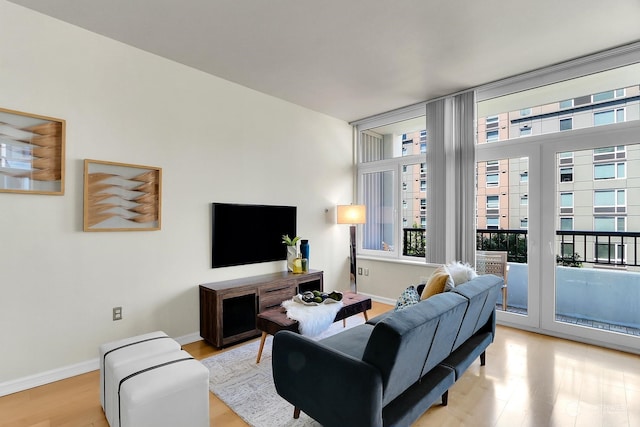 living room featuring light hardwood / wood-style flooring