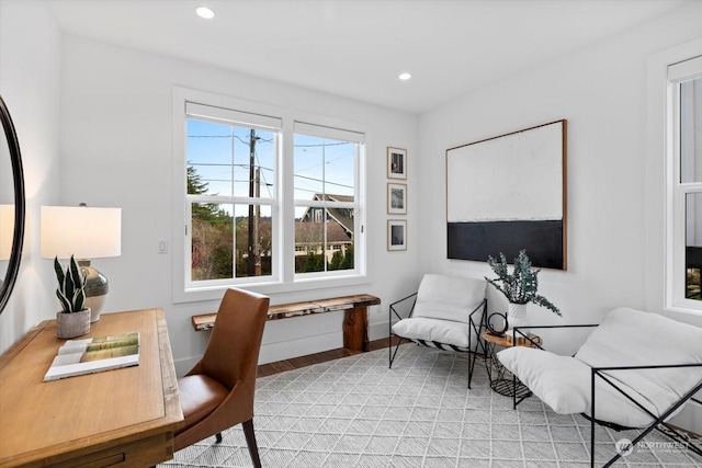 office space featuring light hardwood / wood-style flooring