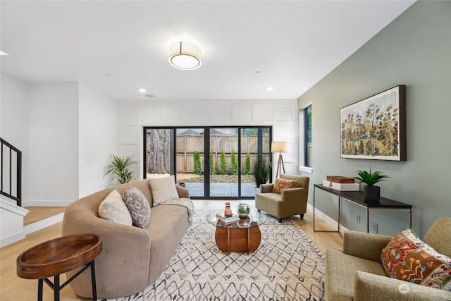 living room featuring light wood-type flooring