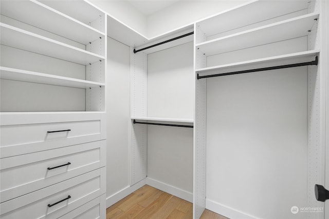 spacious closet with light hardwood / wood-style floors