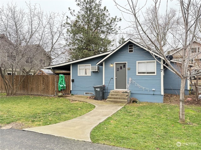 view of front of home with a front lawn