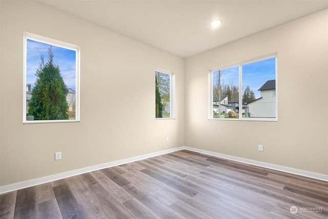 unfurnished room with wood-type flooring