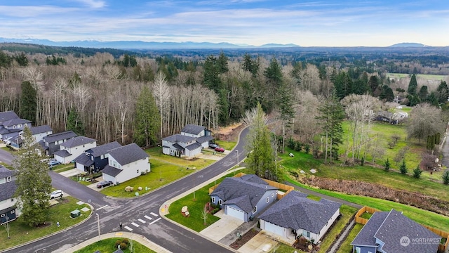 bird's eye view with a mountain view