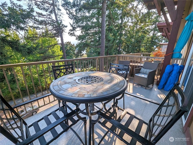 wooden balcony with a wooden deck