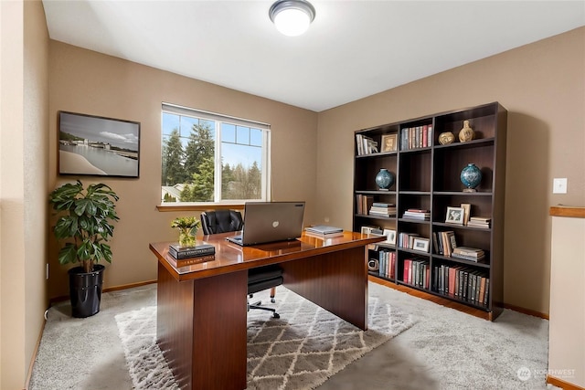 view of carpeted home office