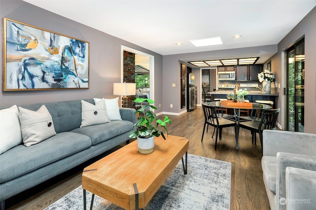 living room featuring dark hardwood / wood-style floors