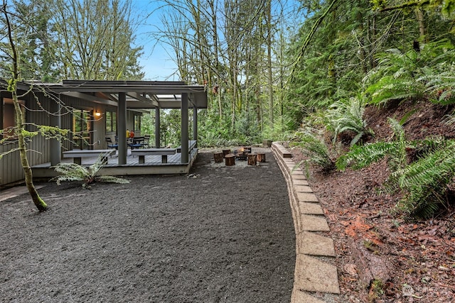 view of yard featuring a deck