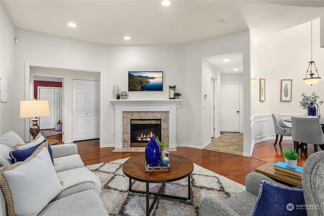 living room featuring hardwood / wood-style flooring