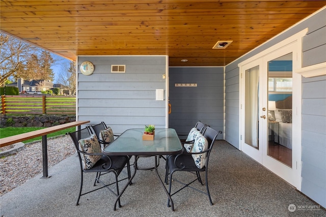 view of patio / terrace featuring french doors