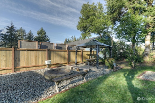 view of yard with a gazebo