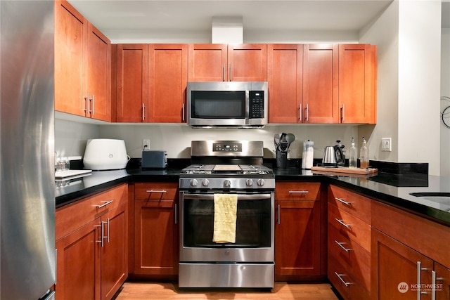 kitchen featuring light hardwood / wood-style floors and stainless steel appliances