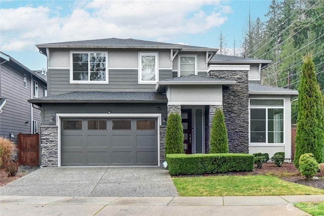 prairie-style house with a garage