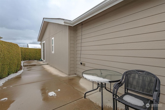 view of home's exterior with a patio